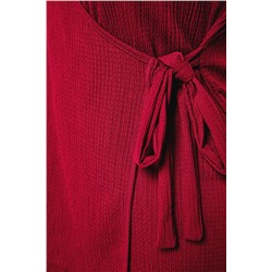Kırmızı Kruvaze Bağlama Detaylı Örme Bluz TBBSS23AH00126