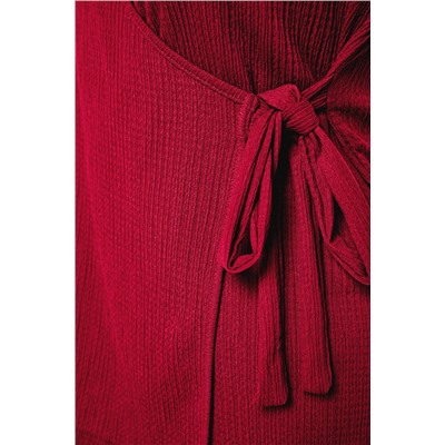 Kırmızı Kruvaze Bağlama Detaylı Örme Bluz TBBSS23AH00126