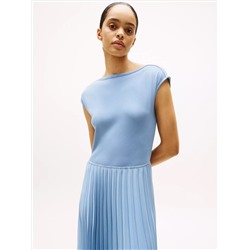 Fit-and-Flare Pleated Midi Dress