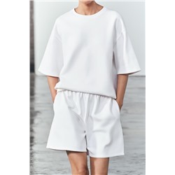 SHORT SLEEVE INTERLOCK SWEATSHIRT