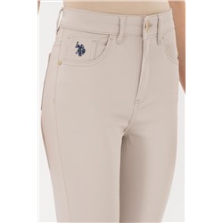 Kadın Bej Toothpick Fit Kanvas Pantolon