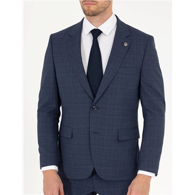 Ekose İndigo Slim Fit Takım Elbise