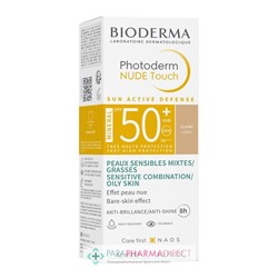 Bioderma Photoderm Nude Touch SPF50+ - Teinte Claire - Peaux Sensibles Mixtes / Grasses 40ml