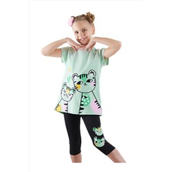 Denokids, Puanlı Kaplan Kız Çocuk T-shirt Tayt Takım