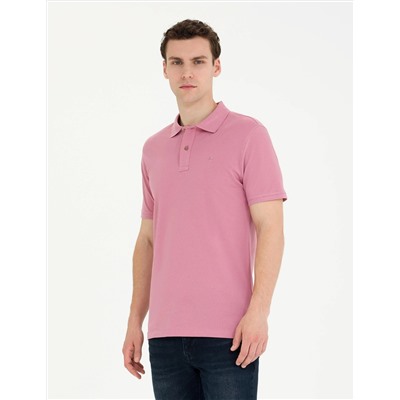 Gül Kurusu Slim Fit Polo Yaka Basic Tişört