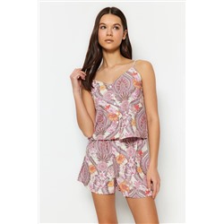 TRENDYOLMİLLA Çok Renkli Etnik Desenli Atlet-Şort Dokuma Pijama Takımı THMSS23PT00171