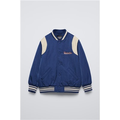 BOMBER JACKET WITH EMBROIDERED SLOGAN
