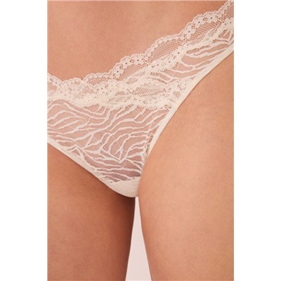 Braga clásica microfibra y encaje print cebra crema