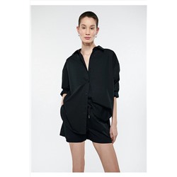 Mavi Siyah Gömlek Oversize / Geniş Kesim 1210103-900