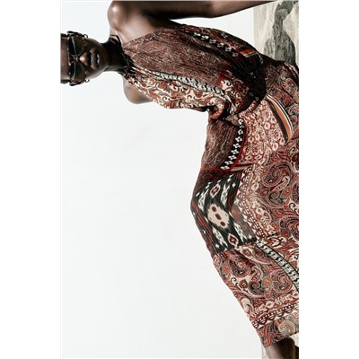METALLIC THREAD PRINTED DRESS