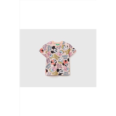 United Colors of BenettonKız Çocuk Pembe Mix Disney Karakter Baskılı T-Shirt Multi