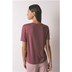 Camiseta holgada manga corta granate