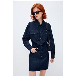 Vestido recto vaquero Azul noche