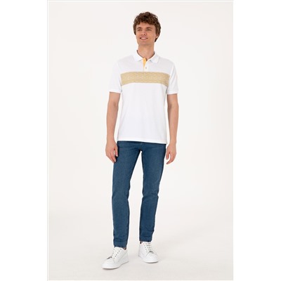 Erkek Regular Fit Polo Yaka Beyaz Tişört