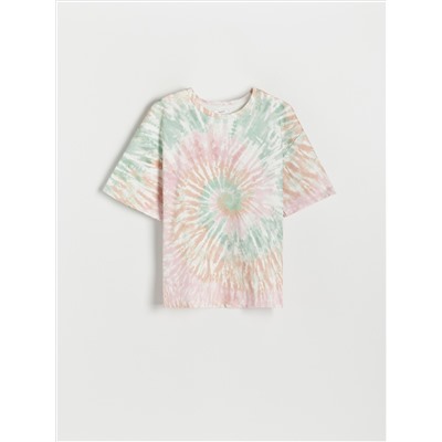 T-Shirt im Regular-Fit in Batik-Optik