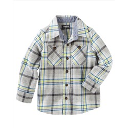 2-Pocket Plaid Button-Front Shirt