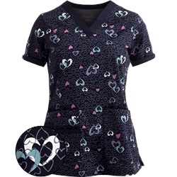 Maevn Scrubs PrimaFlex Stretch Linear Hearts Top