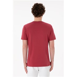 Erkek Regular Fit Bisiklet Yaka Vişne Basic Tişört