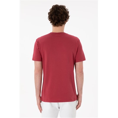 Erkek Regular Fit Bisiklet Yaka Vişne Basic Tişört