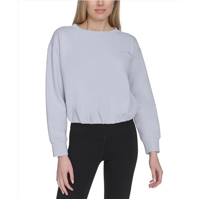 Calvin Klein Women's Logo Fleece Bubble Hem Top