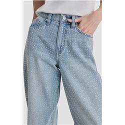 Rhinestone Studded High Waist Jeans