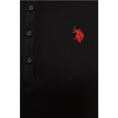Kadın Siyah Basic Polo Yaka Tişört