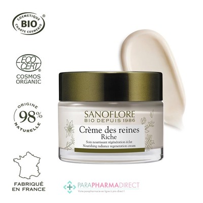 Sanoflore Crème des Reines Riche - Soin Nourrissant Régénération Eclat BIO 50 ml