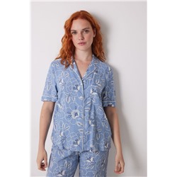 Pijama largo camisero viscosa flores