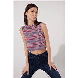 Lee, Slim Fit Dar Kesim Bisiklet Yaka Kadın Crop Renkli Esnek Bluz Tişört