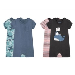 LUPILU® Baby Pyjamas Jungen, 2 Stück, mit Knöpfung