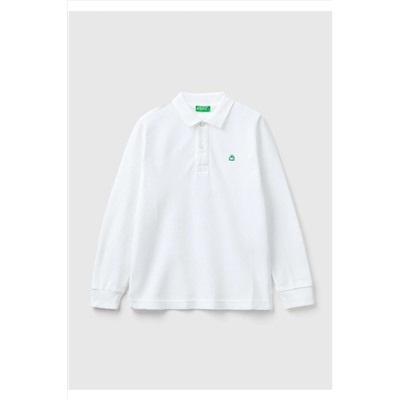United Colors of BenettonErkek Çocuk Beyaz Logolu Polo T-Shirt