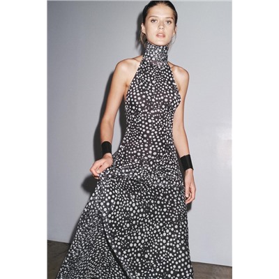 POLKA DOT HALTER DRESS