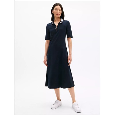 Zip Polo Midi Dress