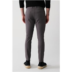 Antrasit Armürlü Esnek 5 Cepli Slim Fit Dar Kesim Kanvas Pantolon