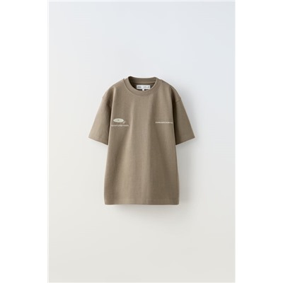 T-SHIRT WITH EMBROIDERED SLOGAN