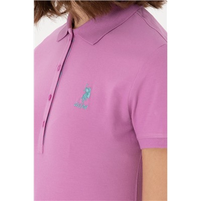 Kadın Fuşya Basic Polo Yaka Tişört