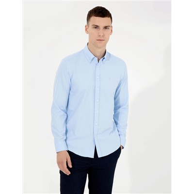 Açık Mavi Slim Fit Oxford Gömlek