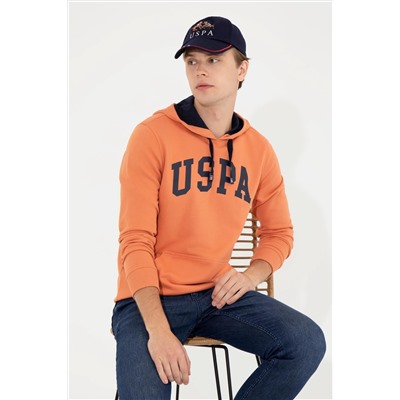 Erkek Kiremit Kapüşonlu Basic Sweatshirt