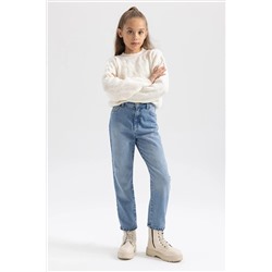 Defacto Kız Çocuk Mom Fit Yırtık Detaylı Pantolon A7924A823AU