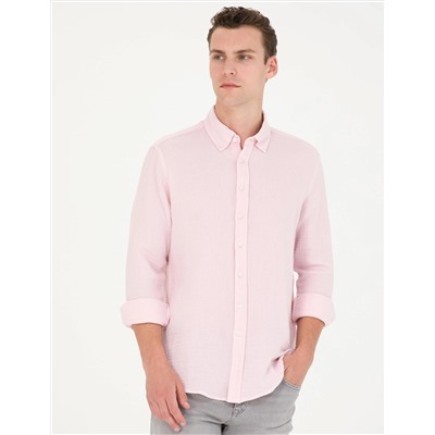 Pembe Regular Fit Uzun Kollu Gömlek