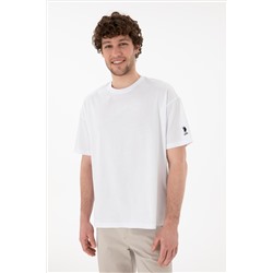 Erkek Oversize Fit Bisiklet Yaka Beyaz Tişört