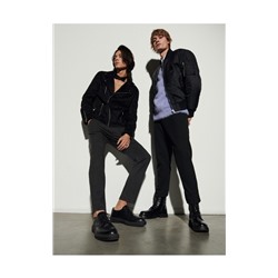 Biker-Jacke In Velourslederoptik