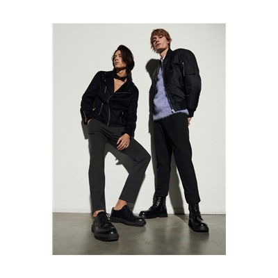 Biker-Jacke In Velourslederoptik