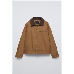 FADED JACKET WITH CORDUROY COLLAR