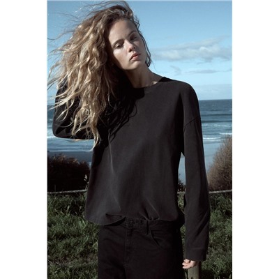 FADED-EFFECT T-SHIRT WITH LONG SLEEVES