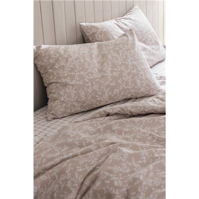 Garde King Size %100 Pamuk Ranforce Baskılı Nevresim Takımı - Bej