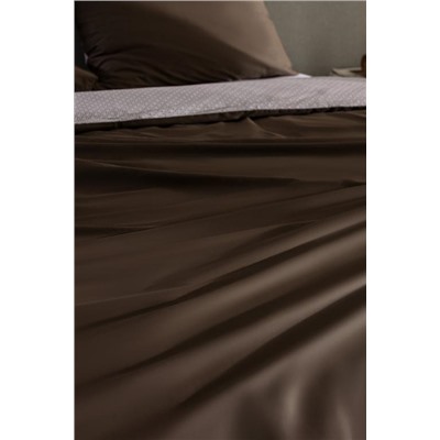 Avent Çift Kişilik %100 Pamuk Baskılı Saten Nevresim Takımı - Kahverengi