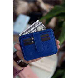 Garbalia, Shelby Hakiki Deri Unisex Mavi Kartlık Cüzdan