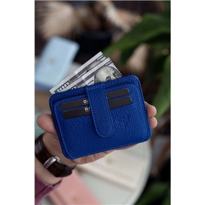 Garbalia, Shelby Hakiki Deri Unisex Mavi Kartlık Cüzdan