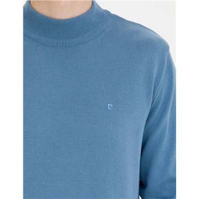 Koyu Mavi Slim Fit Yarım Balıkçı Basic Triko Kazak